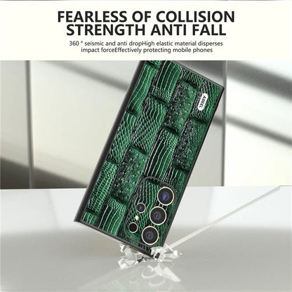 ABEEL For Samsung Galaxy S24 Ultra Case Mahjong Texture Genuine Cow Leather Shockproof Back Cover