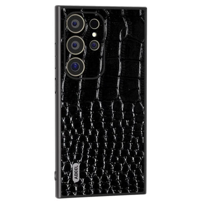 ABEEL For Samsung Galaxy S24 Ultra Case Crocodile Texture Genuine Cow Leather+PC+TPU Anti-Drop Phone Cover