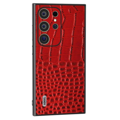 ABEEL For Samsung Galaxy S24 Ultra Case Crocodile Texture Genuine Cow Leather+PC+TPU Anti-Drop Phone Cover