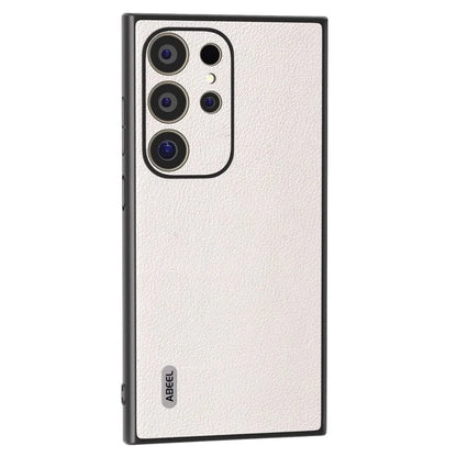 ABEEL For Samsung Galaxy S24 Ultra Case Textured Genuine Cow Leather Anti-Fingerprint Protective Cover