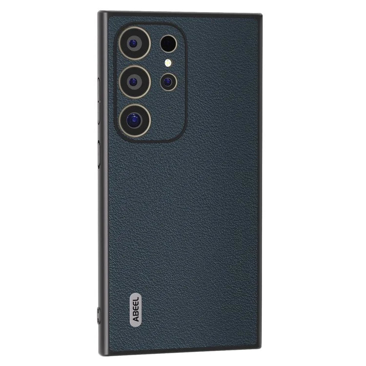 ABEEL For Samsung Galaxy S24 Ultra Case Textured Genuine Cow Leather Anti-Fingerprint Protective Cover