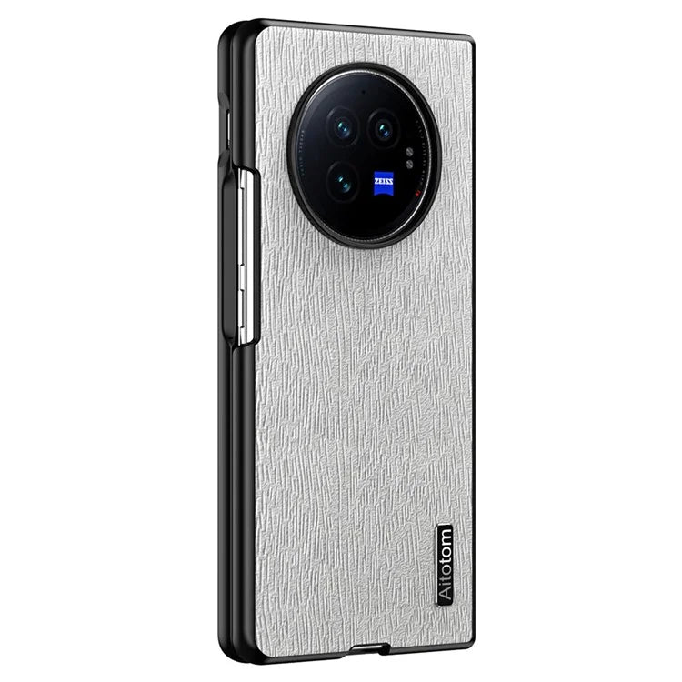 For vivo X Fold3 Pro Case Wood Grain PU Leather+PC+TPU Shockproof Folding Phone Cover