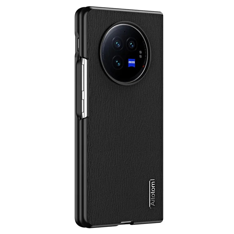 For vivo X Fold3 Pro Case Wood Grain PU Leather+PC+TPU Shockproof Folding Phone Cover