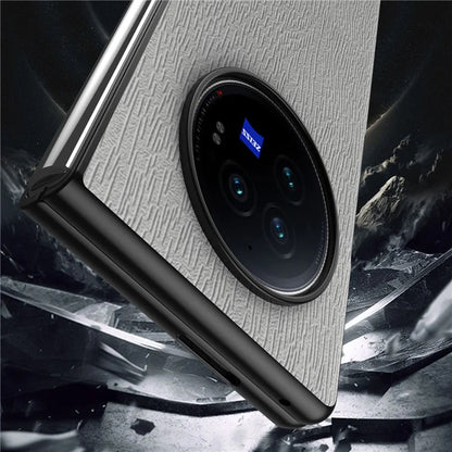 For vivo X Fold3 Pro Case Wood Grain PU Leather+PC+TPU Shockproof Folding Phone Cover