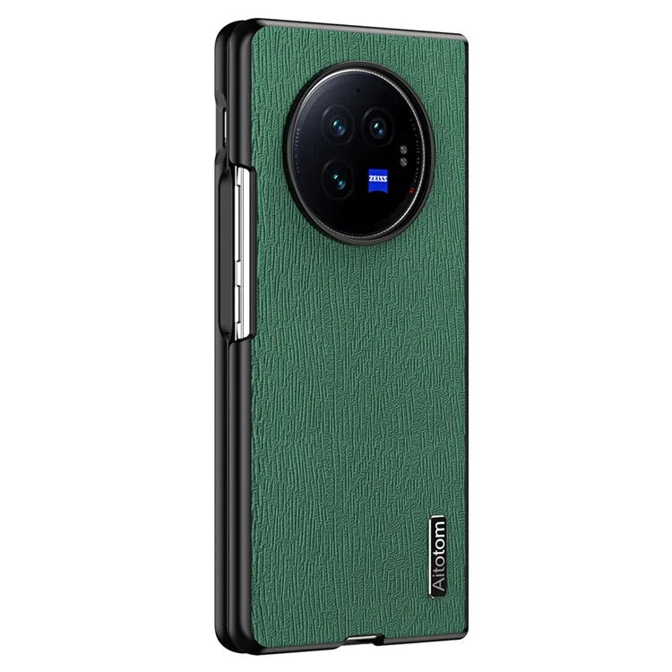 For vivo X Fold3 Pro Case Wood Grain PU Leather+PC+TPU Shockproof Folding Phone Cover