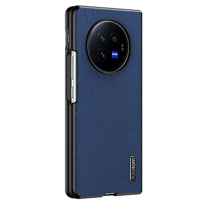 For vivo X Fold3 Pro Case Wood Grain PU Leather+PC+TPU Shockproof Folding Phone Cover
