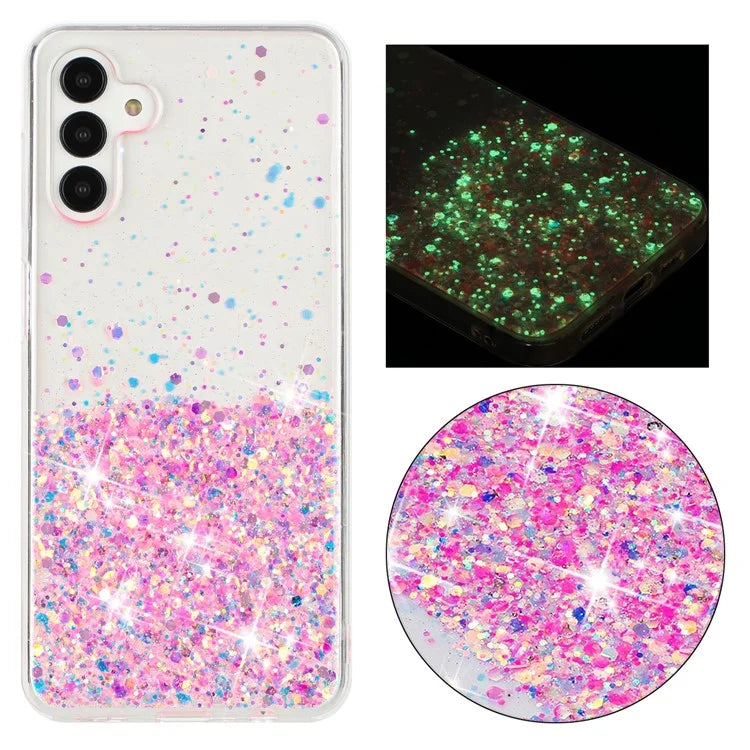 For Samsung Galaxy S24+ Case Luminous Sequins Anti-fall TPU Mobile Phone Cover