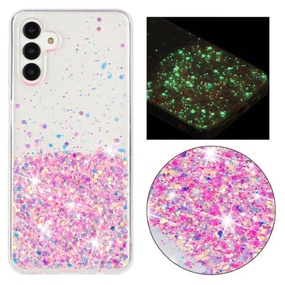 For Samsung Galaxy S24 Case Sparkle Sequins Luminous Epoxy TPU Phone Cover