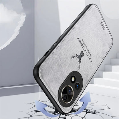 Phone Cover for Huawei nova 12 5G Case Deer Pattern Cloth Texture Leather+PC+TPU Shell