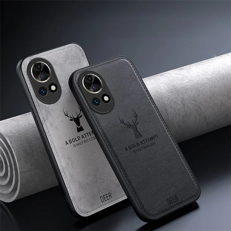Phone Cover for Huawei nova 12 5G Case Deer Pattern Cloth Texture Leather+PC+TPU Shell