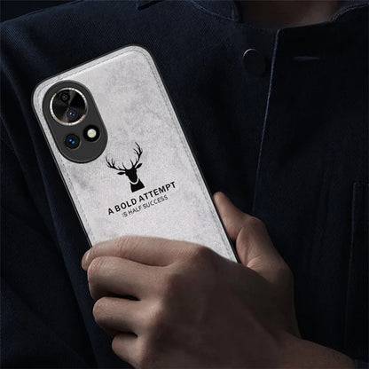 Phone Cover for Huawei nova 12 5G Case Deer Pattern Cloth Texture Leather+PC+TPU Shell