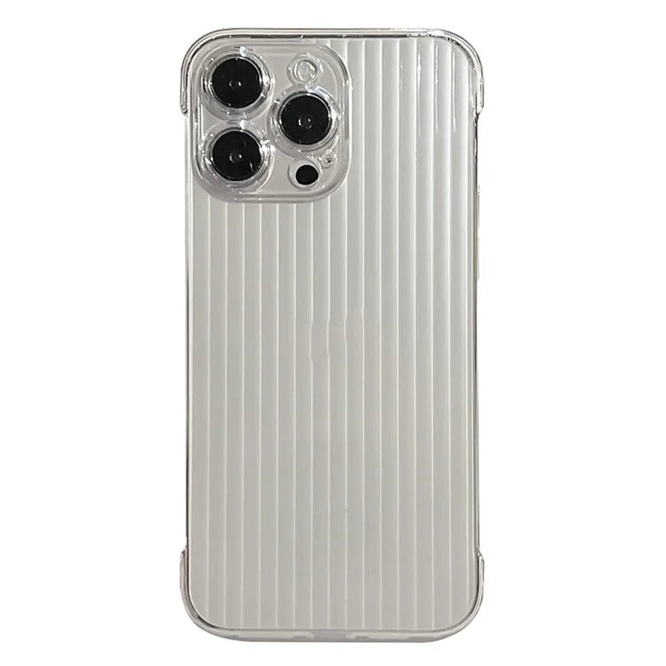 For iPhone 15 Pro Max Case Clear Corrugated Texture Hard PC Frameless Phone Cover