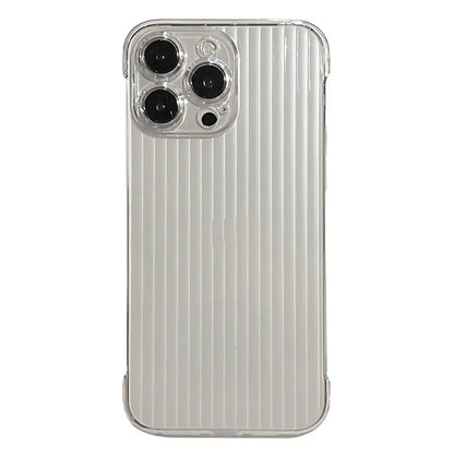 For iPhone 15 Pro Max Case Clear Corrugated Texture Hard PC Frameless Phone Cover