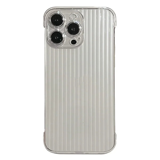 For iPhone 15 Pro Max Case Clear Corrugated Texture Hard PC Frameless Phone Cover