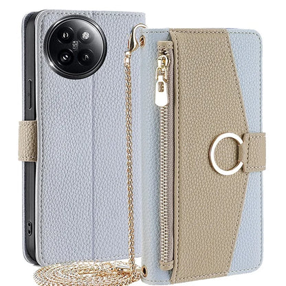 For Xiaomi Civi 4 Pro 5G / 14 Civi 5G Leather Case Zipper Wallet Stand Phone Cover with Mirror Function