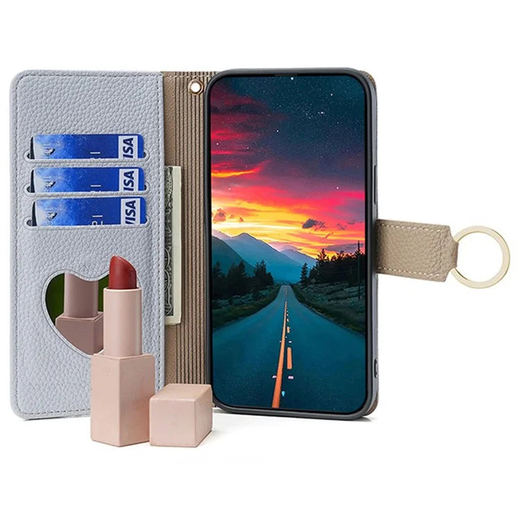 For Xiaomi Civi 4 Pro 5G / 14 Civi 5G Leather Case Zipper Wallet Stand Phone Cover with Mirror Function