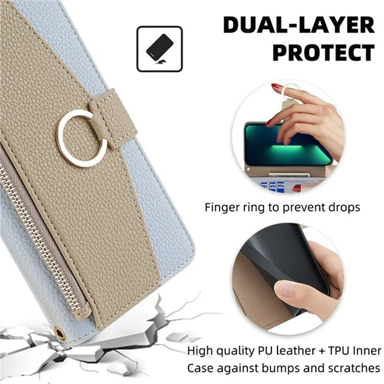 For Xiaomi Civi 4 Pro 5G / 14 Civi 5G Leather Case Zipper Wallet Stand Phone Cover with Mirror Function