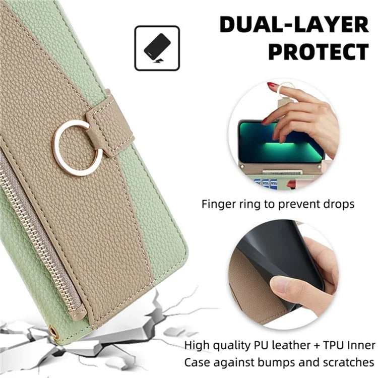 For Xiaomi Civi 4 Pro 5G / 14 Civi 5G Leather Case Zipper Wallet Stand Phone Cover with Mirror Function