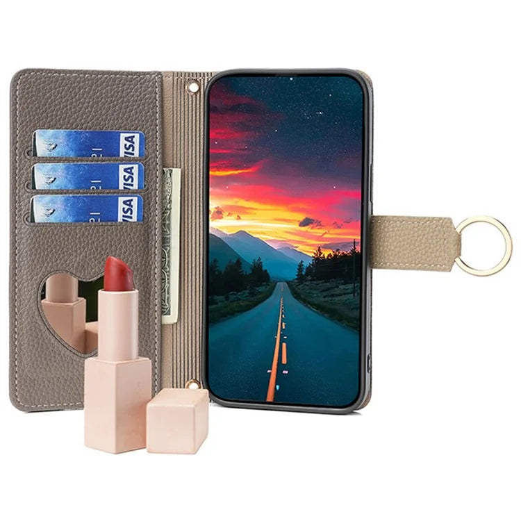 For Xiaomi Civi 4 Pro 5G / 14 Civi 5G Leather Case Zipper Wallet Stand Phone Cover with Mirror Function