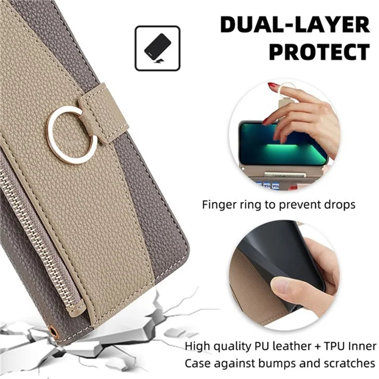 For Xiaomi Civi 4 Pro 5G / 14 Civi 5G Leather Case Zipper Wallet Stand Phone Cover with Mirror Function