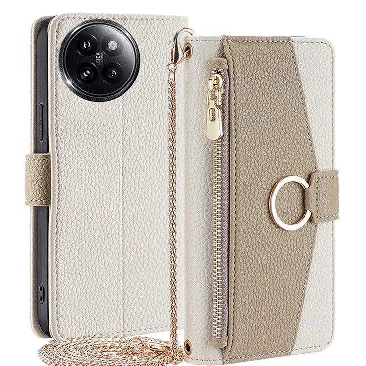 For Xiaomi Civi 4 Pro 5G / 14 Civi 5G Leather Case Zipper Wallet Stand Phone Cover with Mirror Function