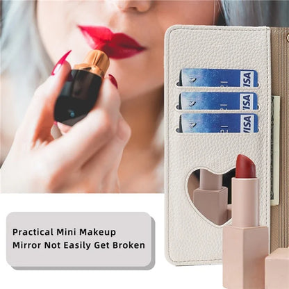 For Xiaomi Civi 4 Pro 5G / 14 Civi 5G Leather Case Zipper Wallet Stand Phone Cover with Mirror Function