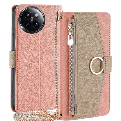 For Xiaomi Civi 4 Pro 5G / 14 Civi 5G Leather Case Zipper Wallet Stand Phone Cover with Mirror Function