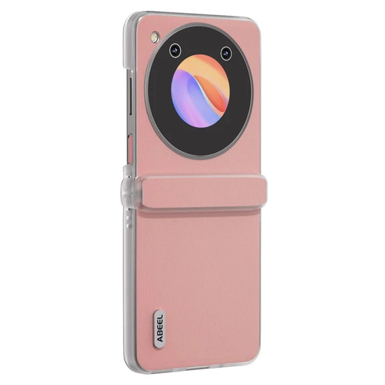 ABEEL For ZTE nubia Flip 5G Phone Case Genuine Cow Leather Coated PC Cover Matte Clear Edge