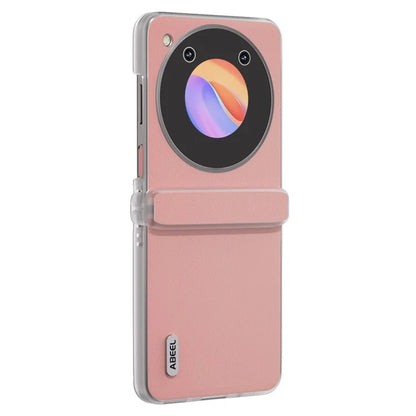 ABEEL For ZTE nubia Flip 5G Phone Case Genuine Cow Leather Coated PC Cover Matte Clear Edge