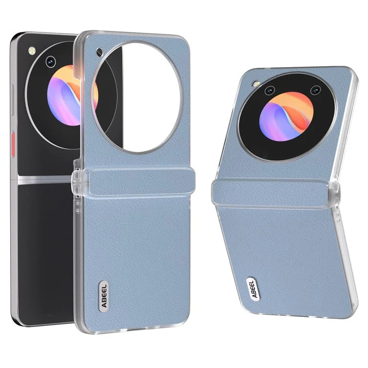 ABEEL For ZTE nubia Flip 5G Phone Case Genuine Cow Leather Coated PC Cover Matte Clear Edge