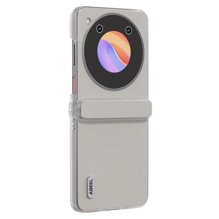 ABEEL For ZTE nubia Flip 5G Phone Case Genuine Cow Leather Coated PC Cover Matte Clear Edge