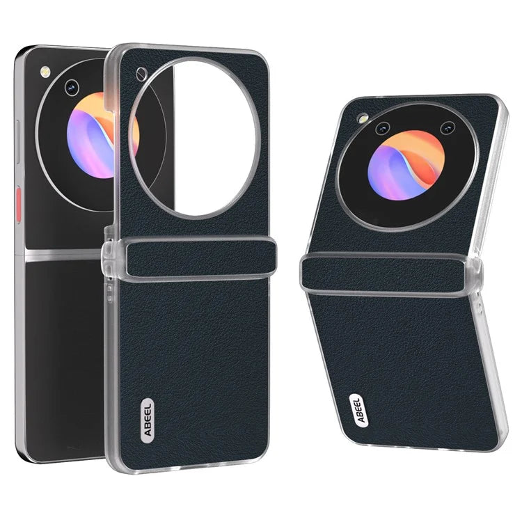 ABEEL For ZTE nubia Flip 5G Phone Case Genuine Cow Leather Coated PC Cover Matte Clear Edge