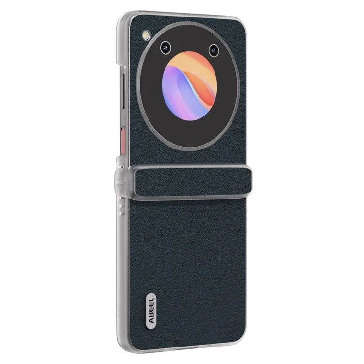 ABEEL For ZTE nubia Flip 5G Phone Case Genuine Cow Leather Coated PC Cover Matte Clear Edge