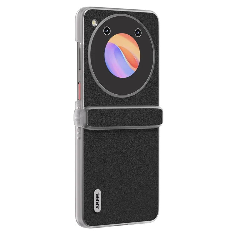 ABEEL For ZTE nubia Flip 5G Phone Case Genuine Cow Leather Coated PC Cover Matte Clear Edge