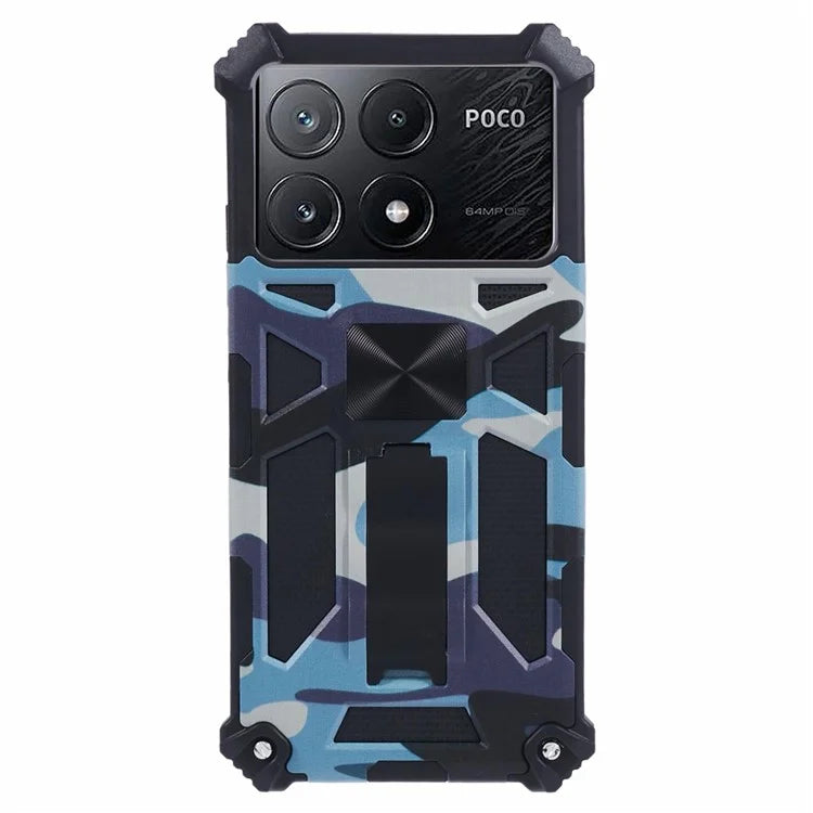 For Xiaomi Poco X6 Pro 5G / Redmi K70E 5G Camouflage Cell Phone Case Kickstand Back Cover