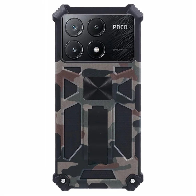 For Xiaomi Poco X6 Pro 5G / Redmi K70E 5G Camouflage Cell Phone Case Kickstand Back Cover