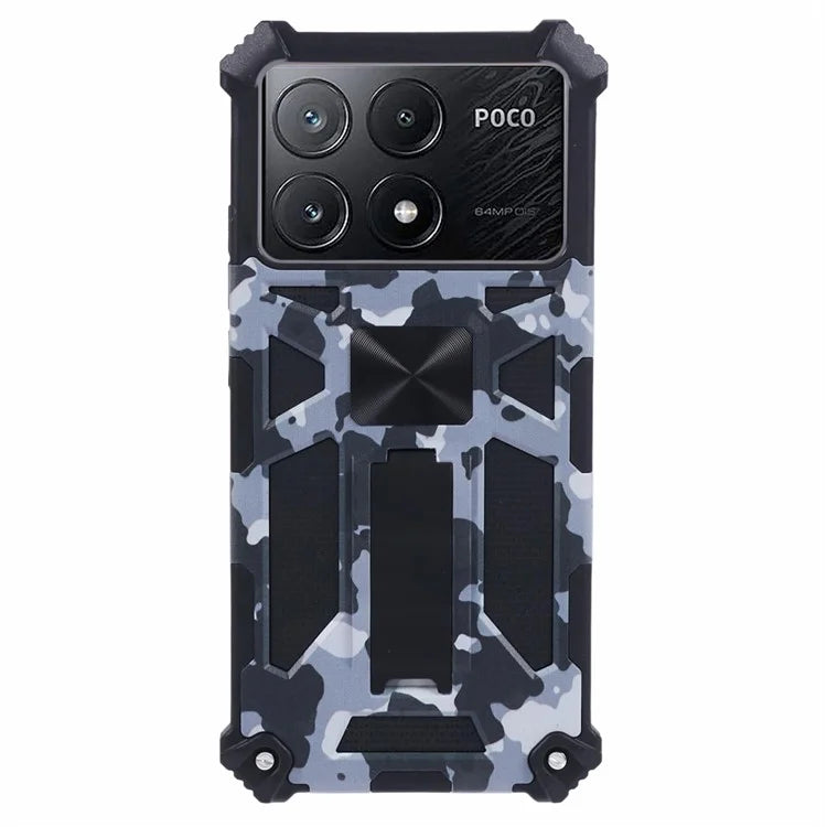 For Xiaomi Poco X6 Pro 5G / Redmi K70E 5G Camouflage Cell Phone Case Kickstand Back Cover