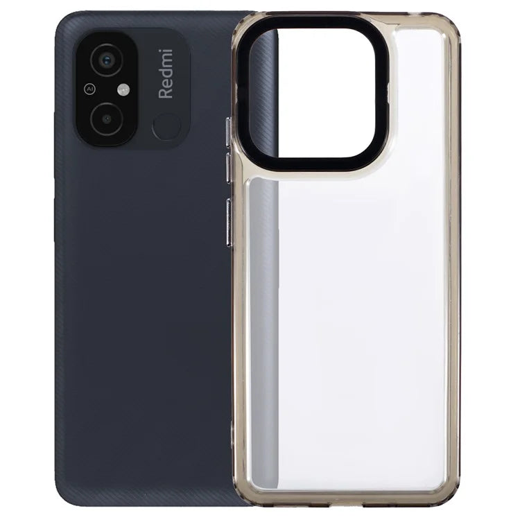 For Xiaomi Redmi 12C 4G Case PC+TPU Clear Back Phone Cover Black