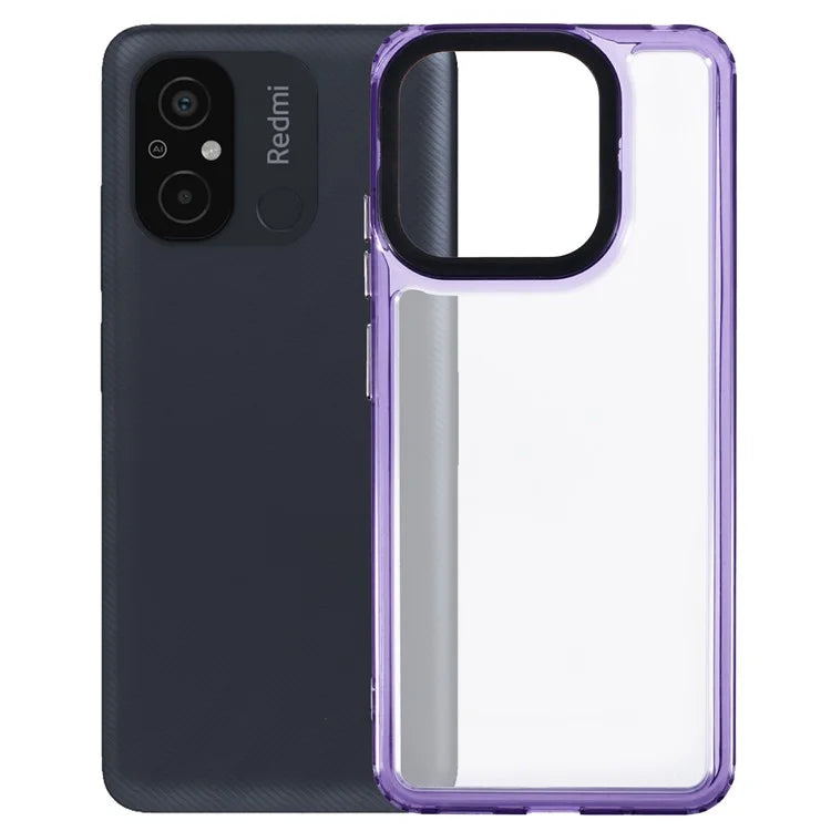 For Xiaomi Redmi 12C 4G Case PC+TPU Clear Back Phone Cover Purple