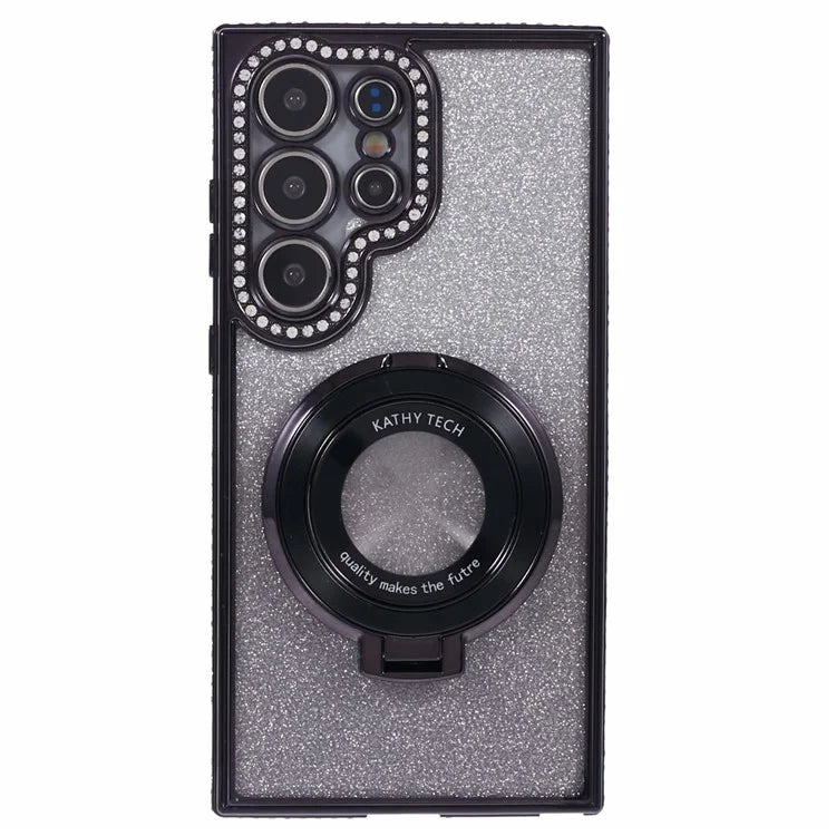 For Samsung Galaxy S22 Ultra 5G TPU Case Gradient Phone Cover with Kickstand / Rhinestone