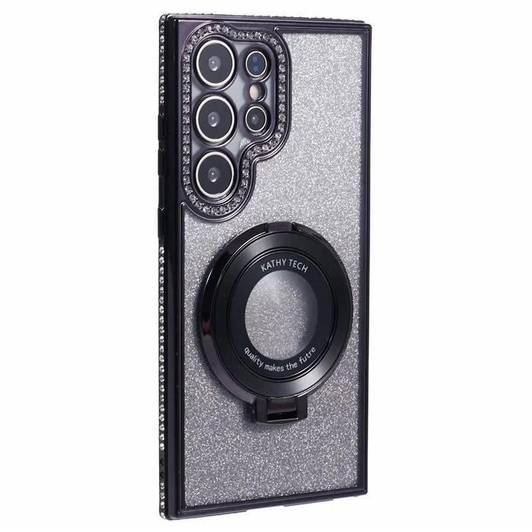 For Samsung Galaxy S22 Ultra 5G TPU Case Gradient Phone Cover with Kickstand / Rhinestone