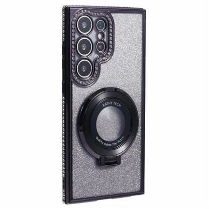 For Samsung Galaxy S22 Ultra 5G TPU Case Gradient Phone Cover with Kickstand / Rhinestone