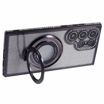 For Samsung Galaxy S22 Ultra 5G TPU Case Gradient Phone Cover with Kickstand / Rhinestone