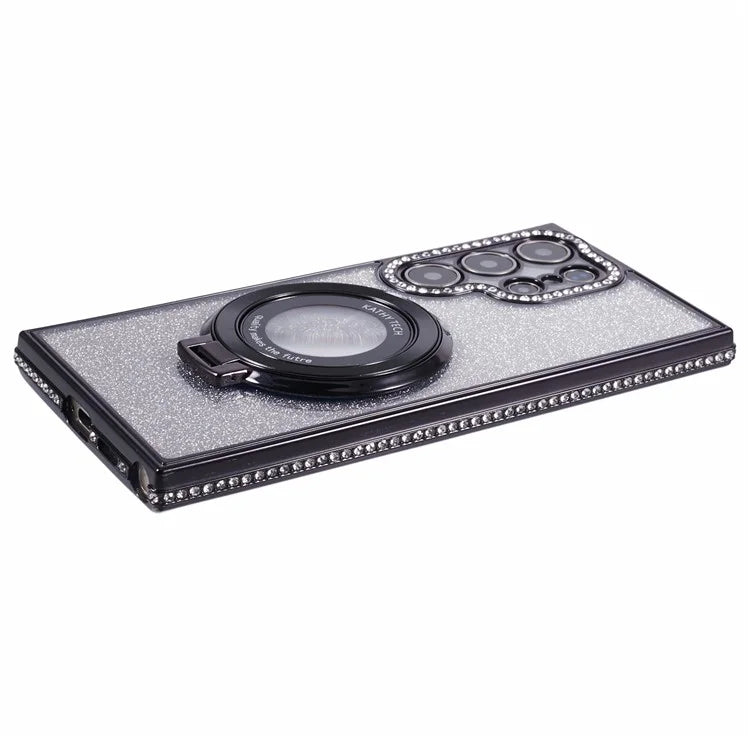 For Samsung Galaxy S22 Ultra 5G TPU Case Gradient Phone Cover with Kickstand / Rhinestone