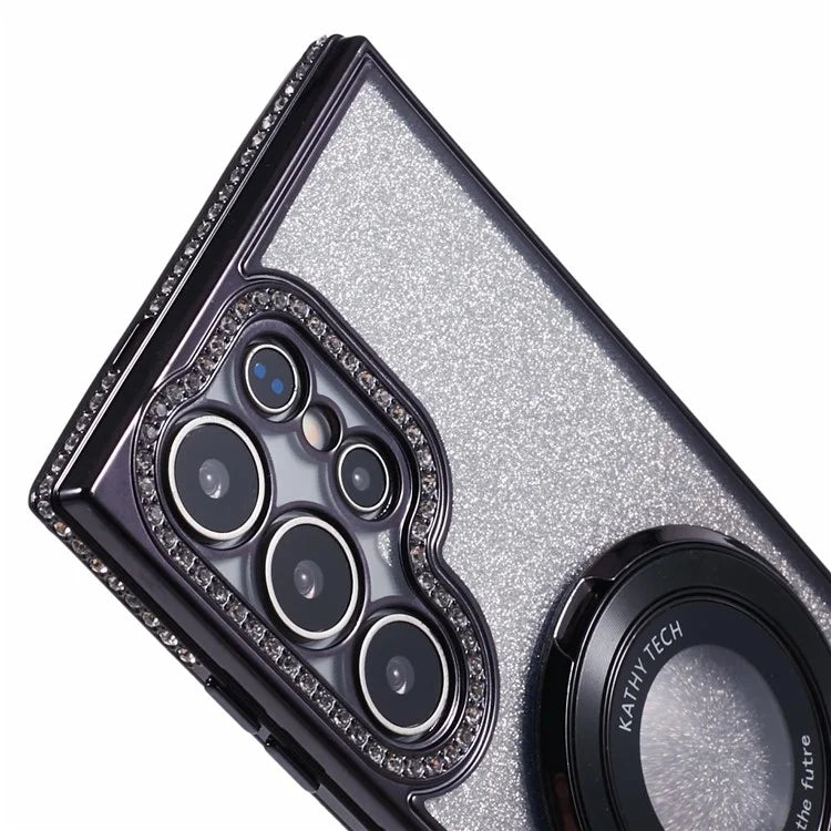 For Samsung Galaxy S22 Ultra 5G TPU Case Gradient Phone Cover with Kickstand / Rhinestone