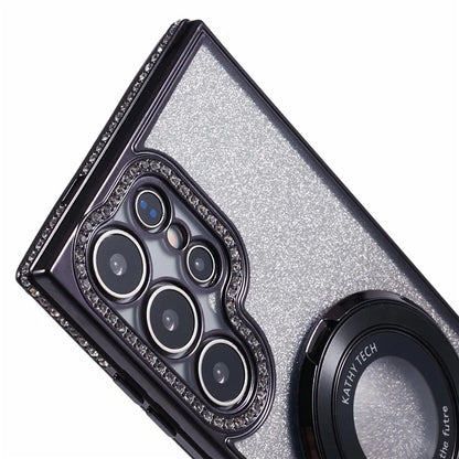 For Samsung Galaxy S22 Ultra 5G TPU Case Gradient Phone Cover with Kickstand / Rhinestone