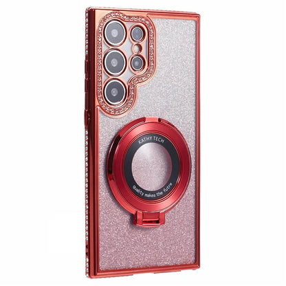 For Samsung Galaxy S22 Ultra 5G TPU Case Gradient Phone Cover with Kickstand / Rhinestone