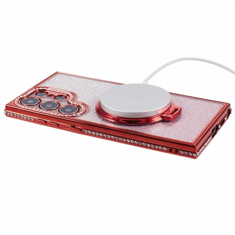 For Samsung Galaxy S22 Ultra 5G TPU Case Gradient Phone Cover with Kickstand / Rhinestone