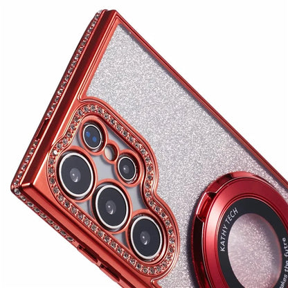 For Samsung Galaxy S22 Ultra 5G TPU Case Gradient Phone Cover with Kickstand / Rhinestone