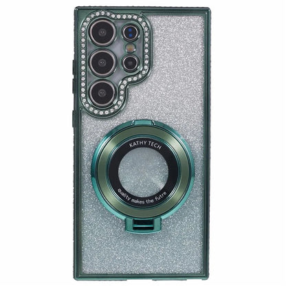For Samsung Galaxy S22 Ultra 5G TPU Case Gradient Phone Cover with Kickstand / Rhinestone